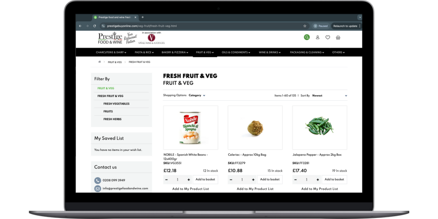 Prestige Collection Page Screenshot