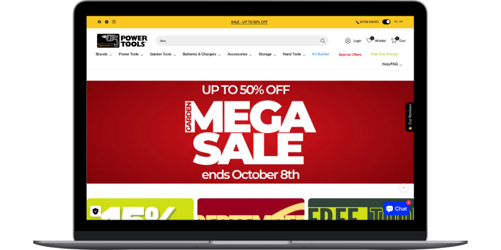 CBS Power tools - Home page Screen shot