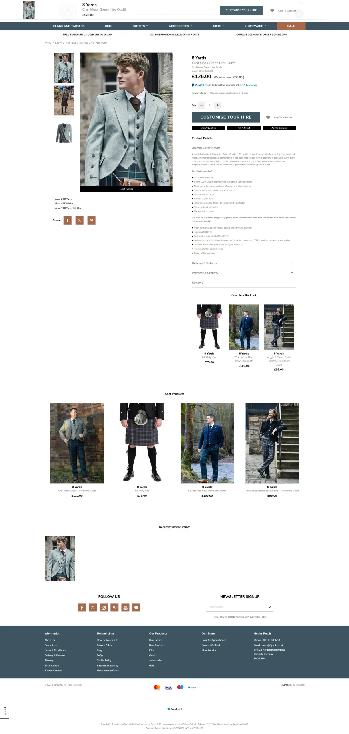 8 Yards product page on Visualsoft, before migration