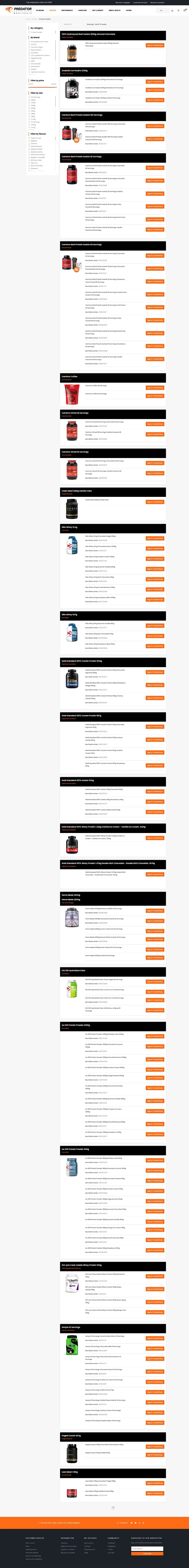 Predator Wholesale category listing page with left-hand filters