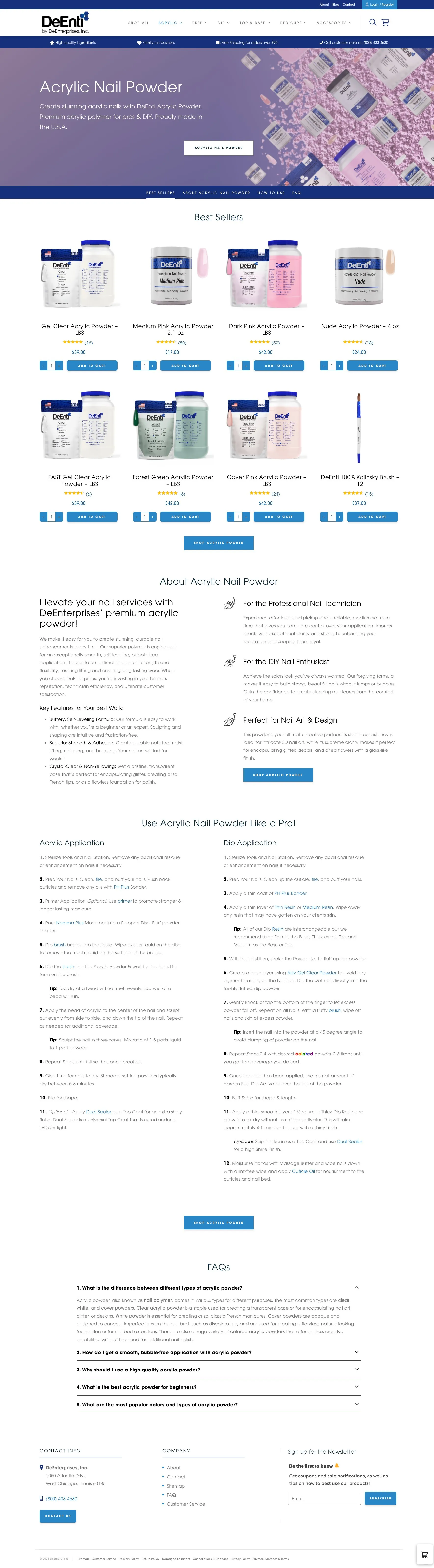DeEnti category listing page with boxed filters and on-tile add to cart