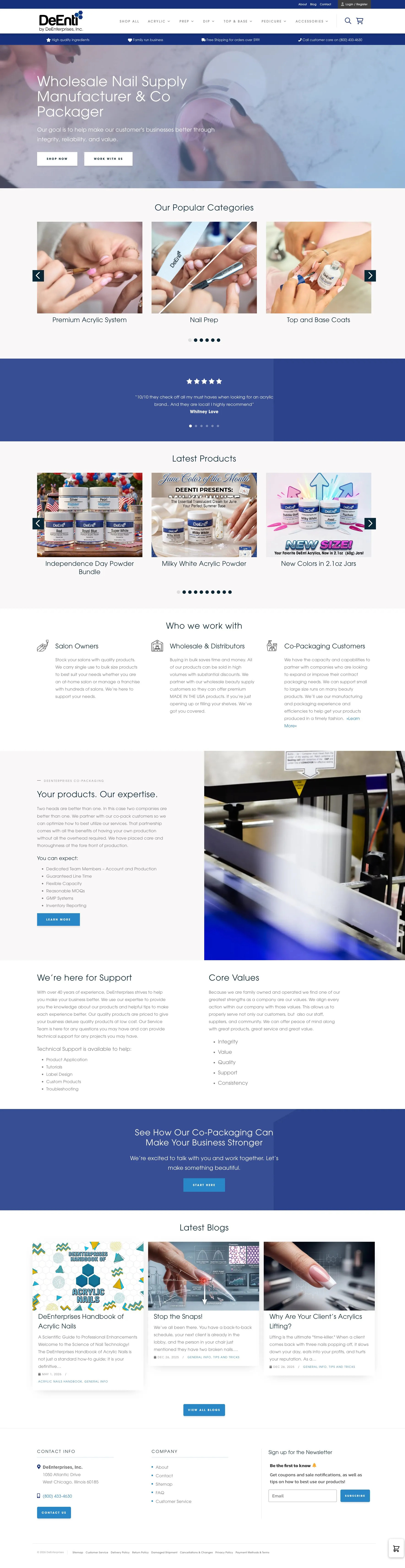 DeEnti by DeEnterprises homepage, live on WooCommerce